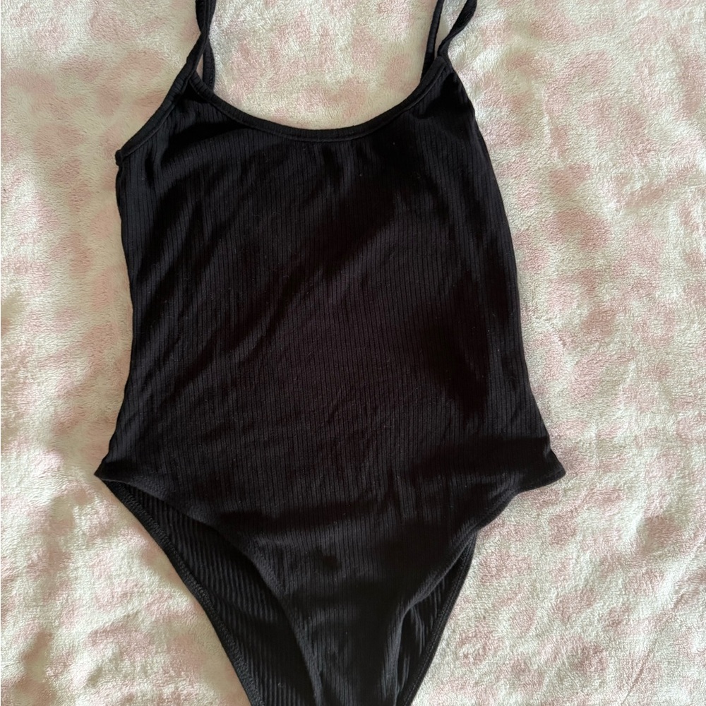 SHEIN Black Bodysuit with Minimalist Design